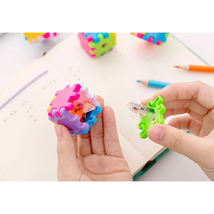 Gọt bút chì hình khối Rubik hoạt hình đơn giản và sáng tạo dành cho học sinh, gọt bút chì thủ công cho trẻ em