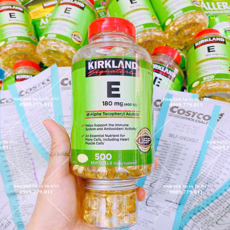 Lẻ 50 viên Vitamin E Kirkland chuẩn Mỹ uống đẹp da làm mask mặt nạ bôi rạn thâm sẹo