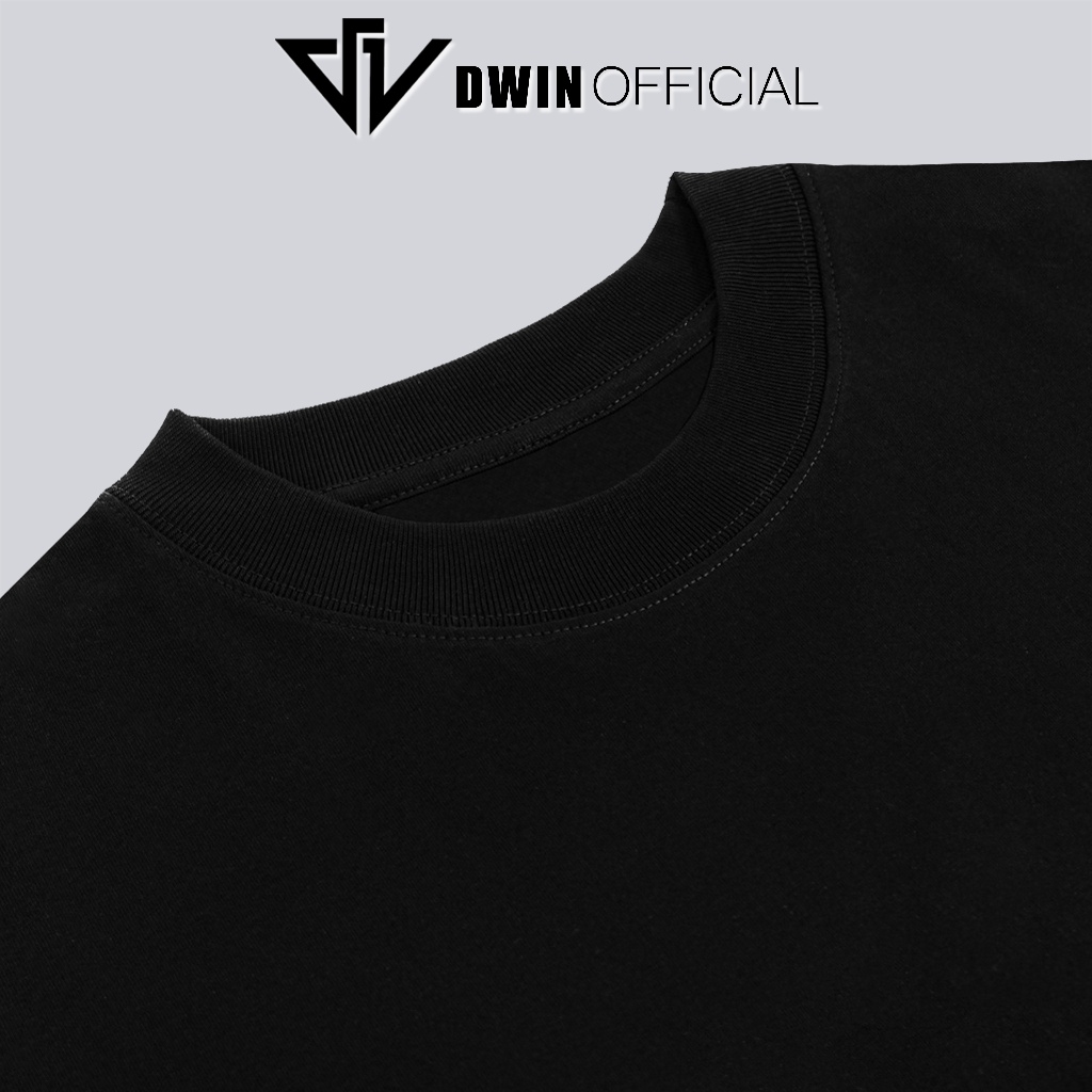 Áo thun unisex thời trang DWin basic tee phông trơn nam nữ tay lỡ oversize form rộng in logo cao su nổi 2.0