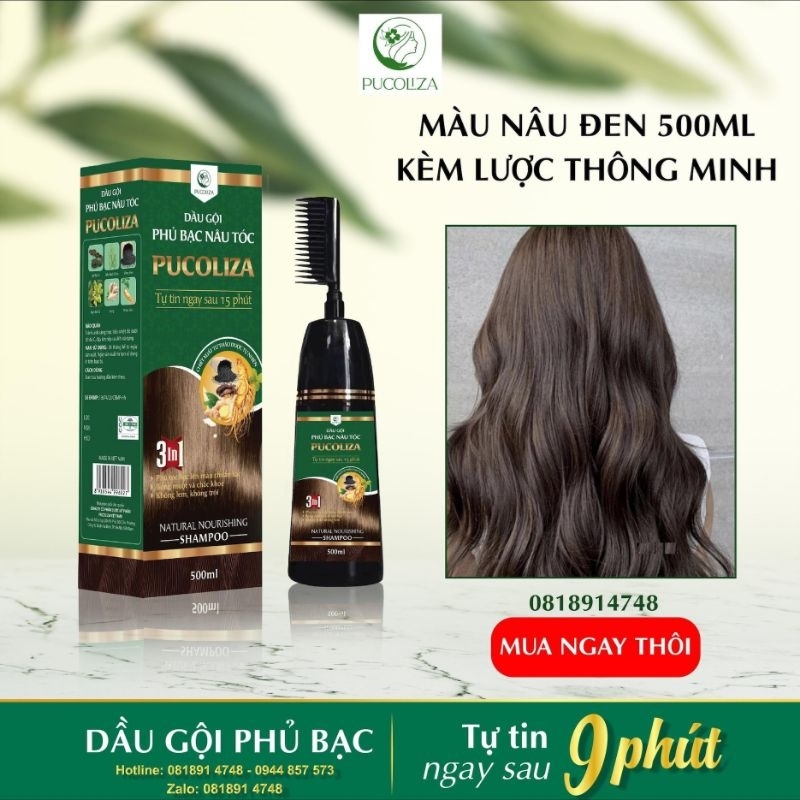 Dầu Gội PUCOLIZA Phủ Bạc Đen Bóng Mượt 500ML Chính Hãng

