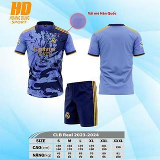 Quần Áo Đá Bóng HD CLB Real Madrid- (Vải Mè Hàn Quốc)