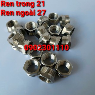 Nối kép ren trong 21, ren ngoài 27, inox201