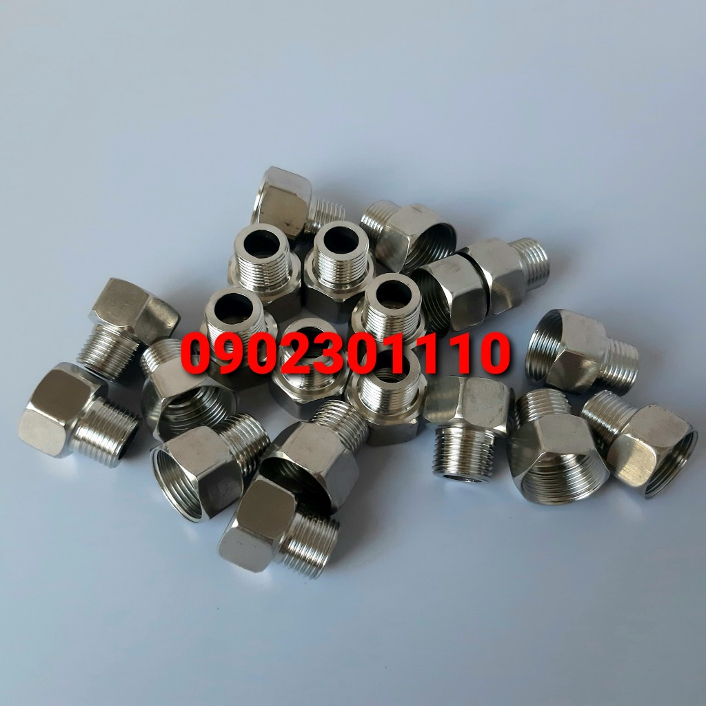 Nối kép, cà rá Ren Trong 27, Ren ngoài 21, inox201 mạ kẽm