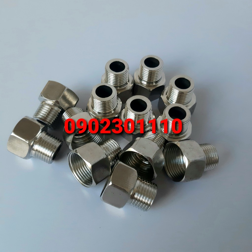 Nối kép, cà rá Ren Trong 27, Ren ngoài 21, inox201 mạ kẽm