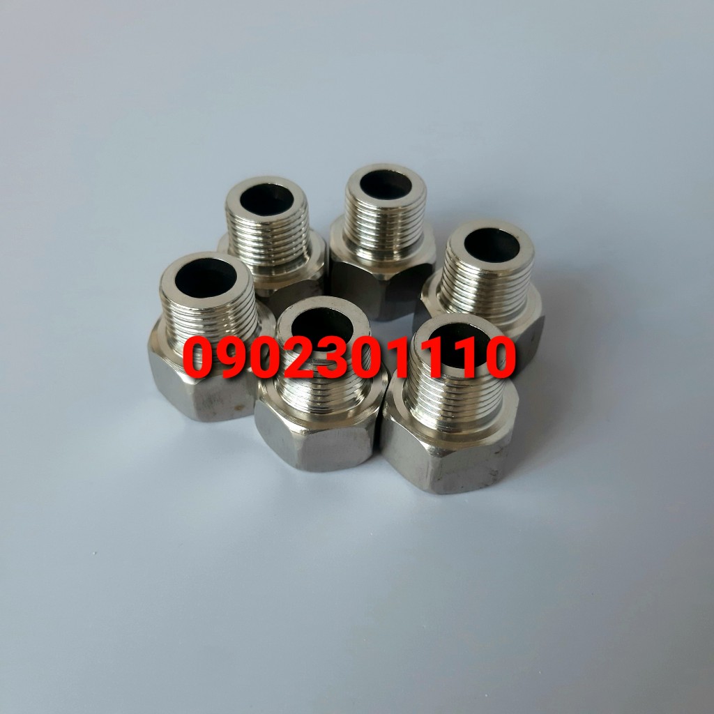 Nối kép, cà rá Ren Trong 27, Ren ngoài 21, inox201 mạ kẽm