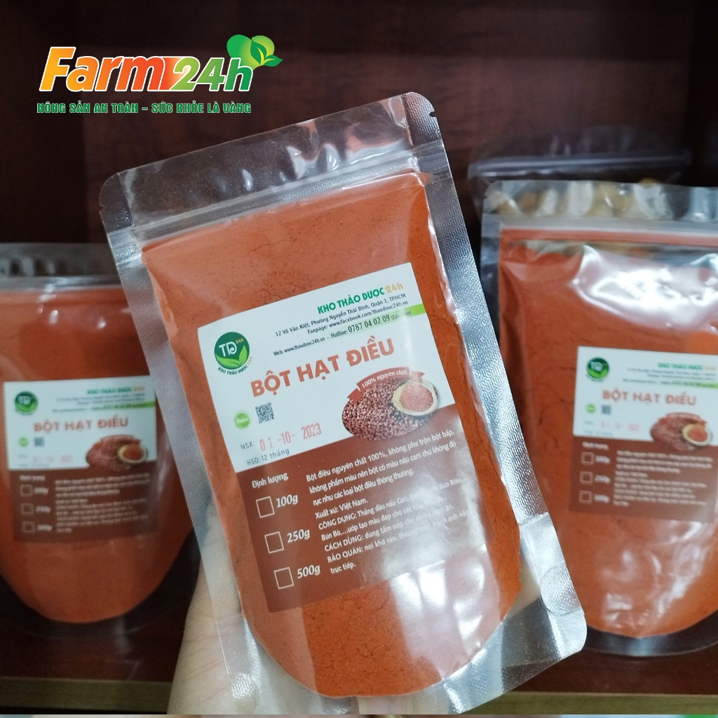 Bột hạt điều đỏ nguyên chất 100%, làm chất tạo màu và hương vị cho các món ăn hấp dẫn và ngon miệng hơn