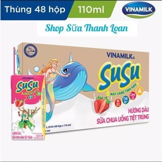 [HSD T11-2024] Thùng 48 Hộp Sữa Chua Uống Susu IQ Hương Dâu 110ml.