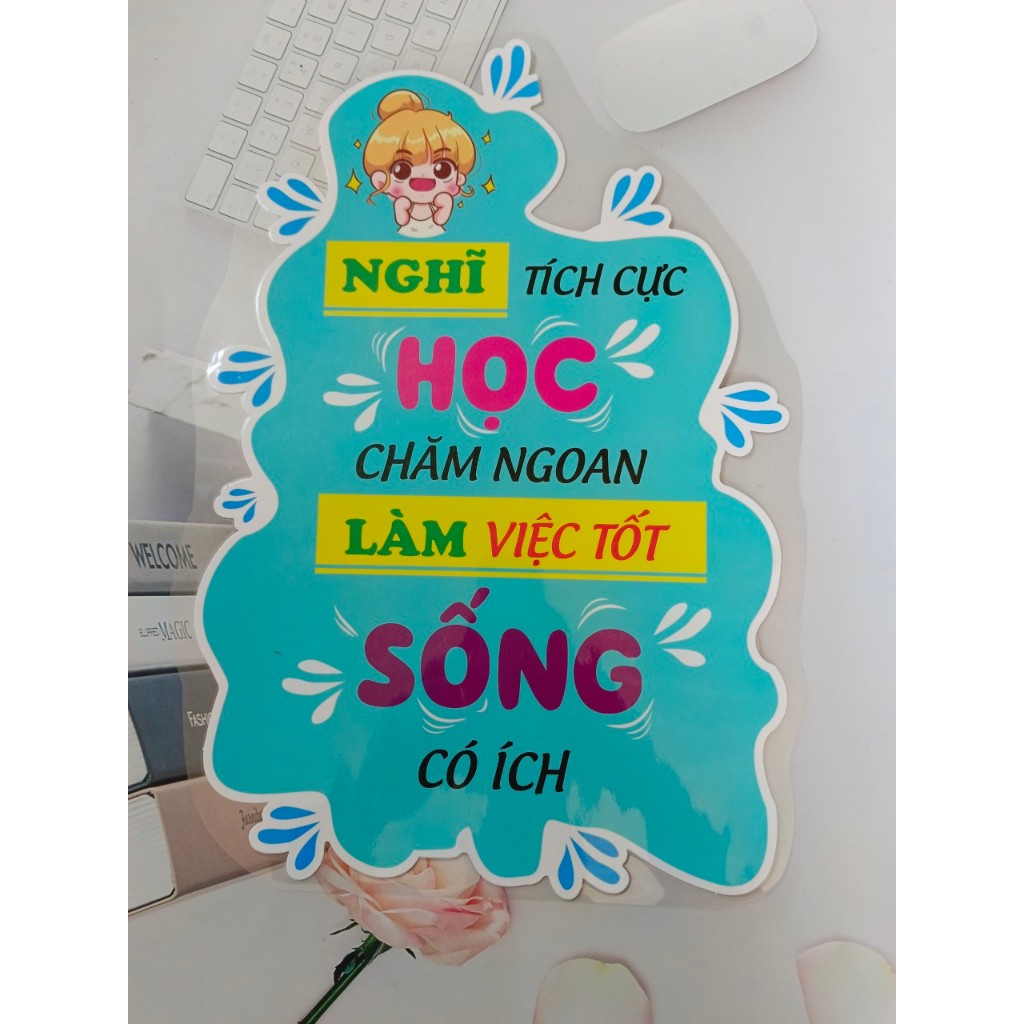 2 Set tranh khẩu hiệu a3. Ép plastic bền đẹp. Trang trí lớp học