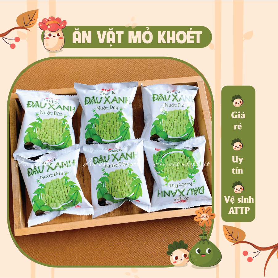 Bịch 20 gói Bim bim đậu xanh nước cốt dừa - Mỏ khoét ăn vặt