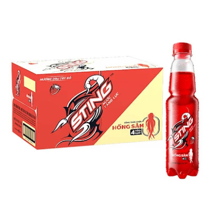 Thùng 24 chai nước tăng lực Sting dâu tây đỏ 330ml