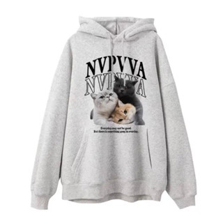 Áo Hoodie Form Rộng Mũ Trùm 2 Lớp In Hình 3 Chú Mèo Chất nỉ Bông Cao Cấp