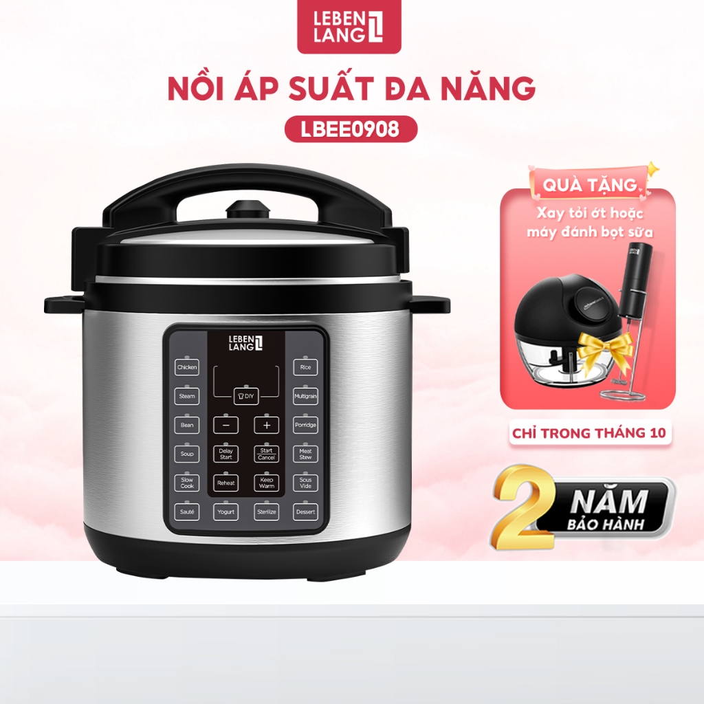 Nồi áp suất điện đa năng LEBENLANG LBEE0908-EC 6L chế độ ninh hầm siêu nhanh, tiết kiệm thời gian - hàng chính hãng