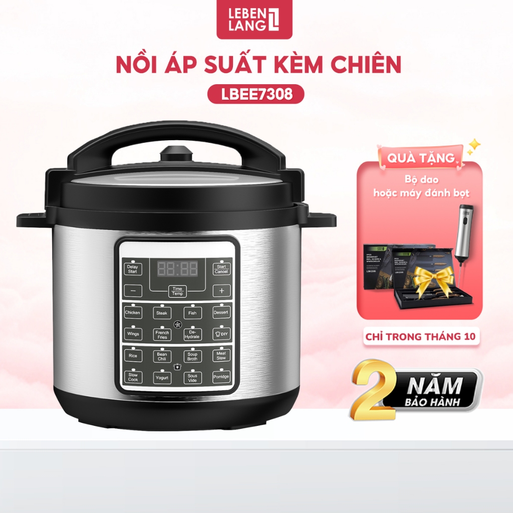 Nồi áp suất điện đa năng LEBENLANG LBEE7308 6L, 8 chế độ, tiết kiệm điện và thời gian - hàng chính hãng