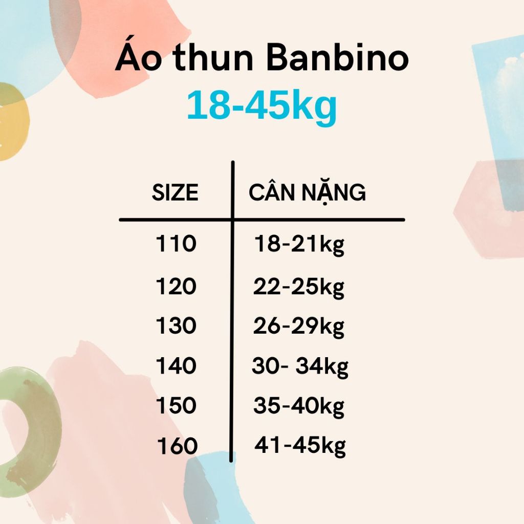 Áo thun bé trai size đại Banbino 18kg-45kg áo cộc tay cho bé cao cấp chất thun cao cấp co giãn thoải mái thời trang qate