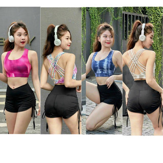 Áo bra loang đan dây tập gym yoga aerobic sẵn mút