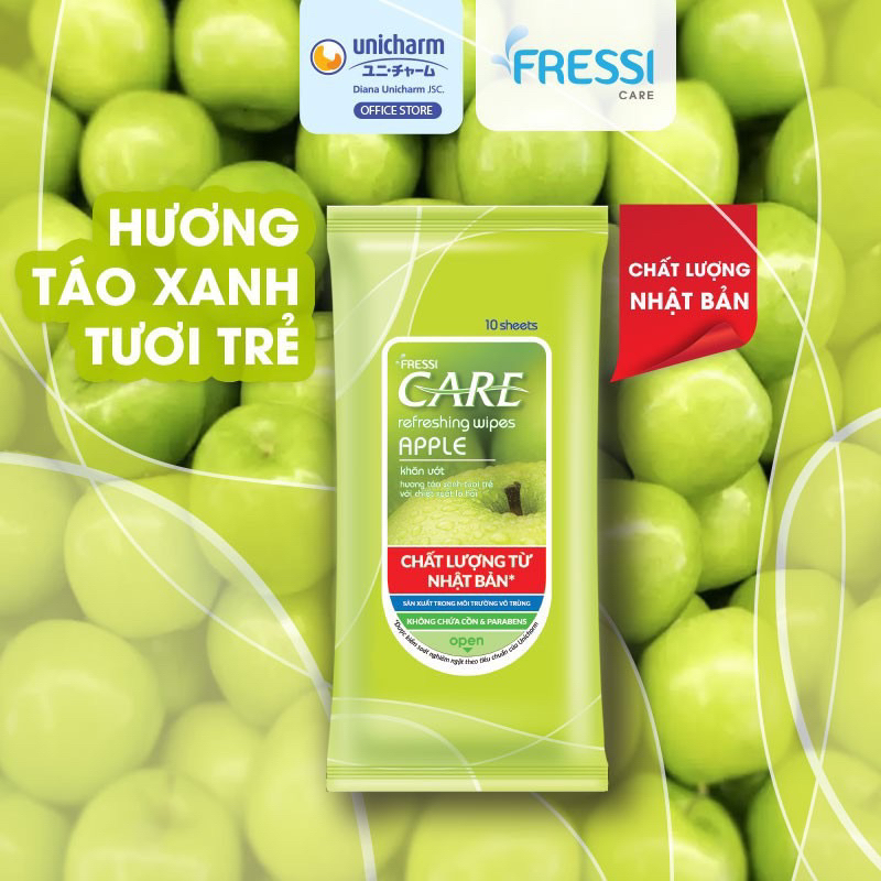 Khăn ướt Fressi Care Apple 20 Miếng - Hương Táo Xanh