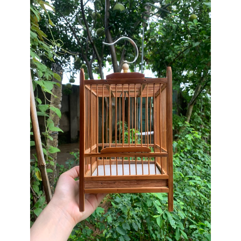 Khung lồng chim khuyên, chim hút mật hình vuông mini, kích thước 16, chất liệu trúc - Lồng Chim Tự Ráp Thế An