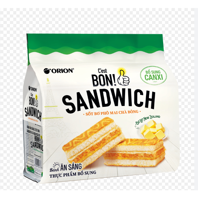 Bánh Ăn Sáng Bon Sandwich Sốt Bơ Phô Mai Chà Bông Túi 147g