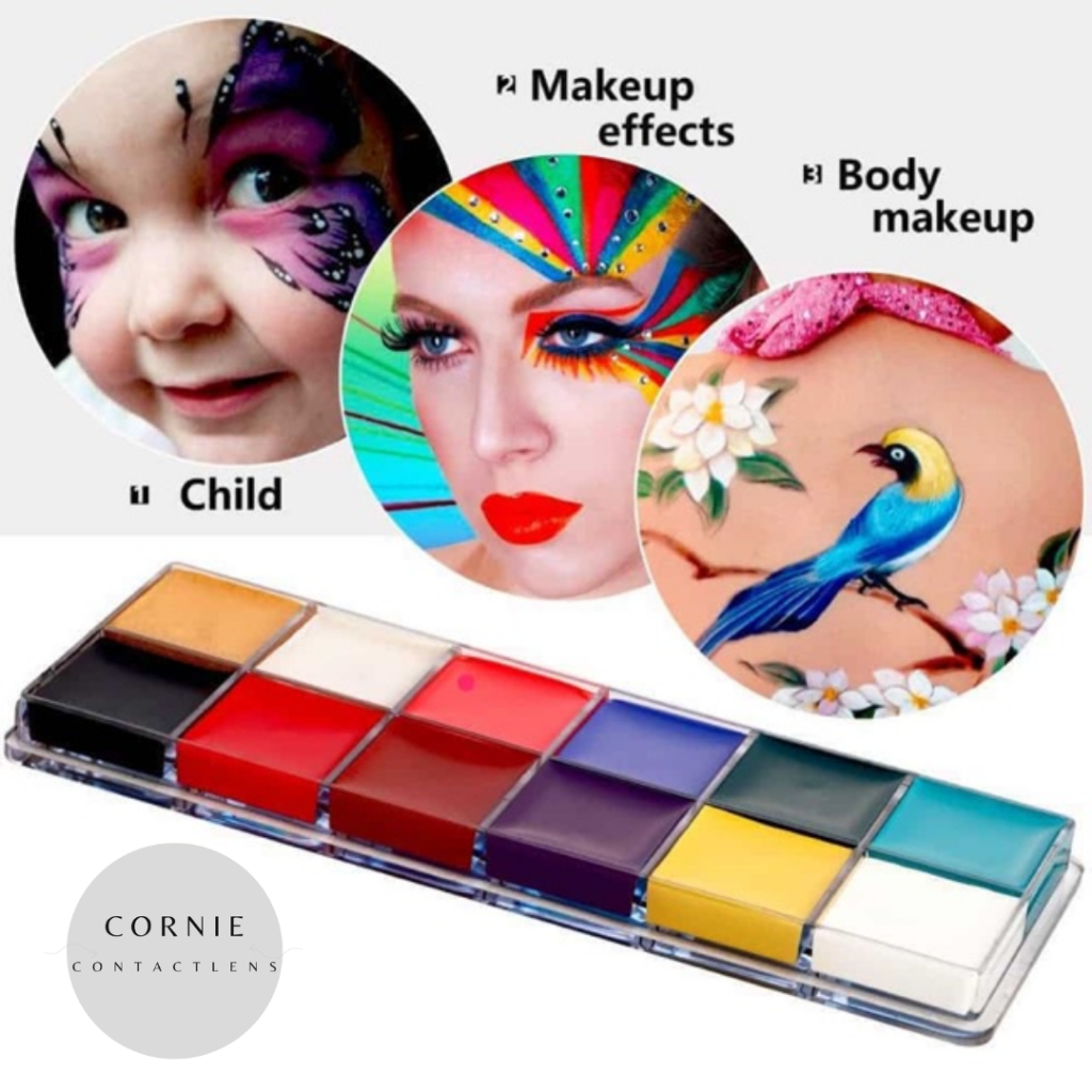 Màu hóa trang da, màu vẽ mặt Halloween bộ 12 màu nén - Cornie