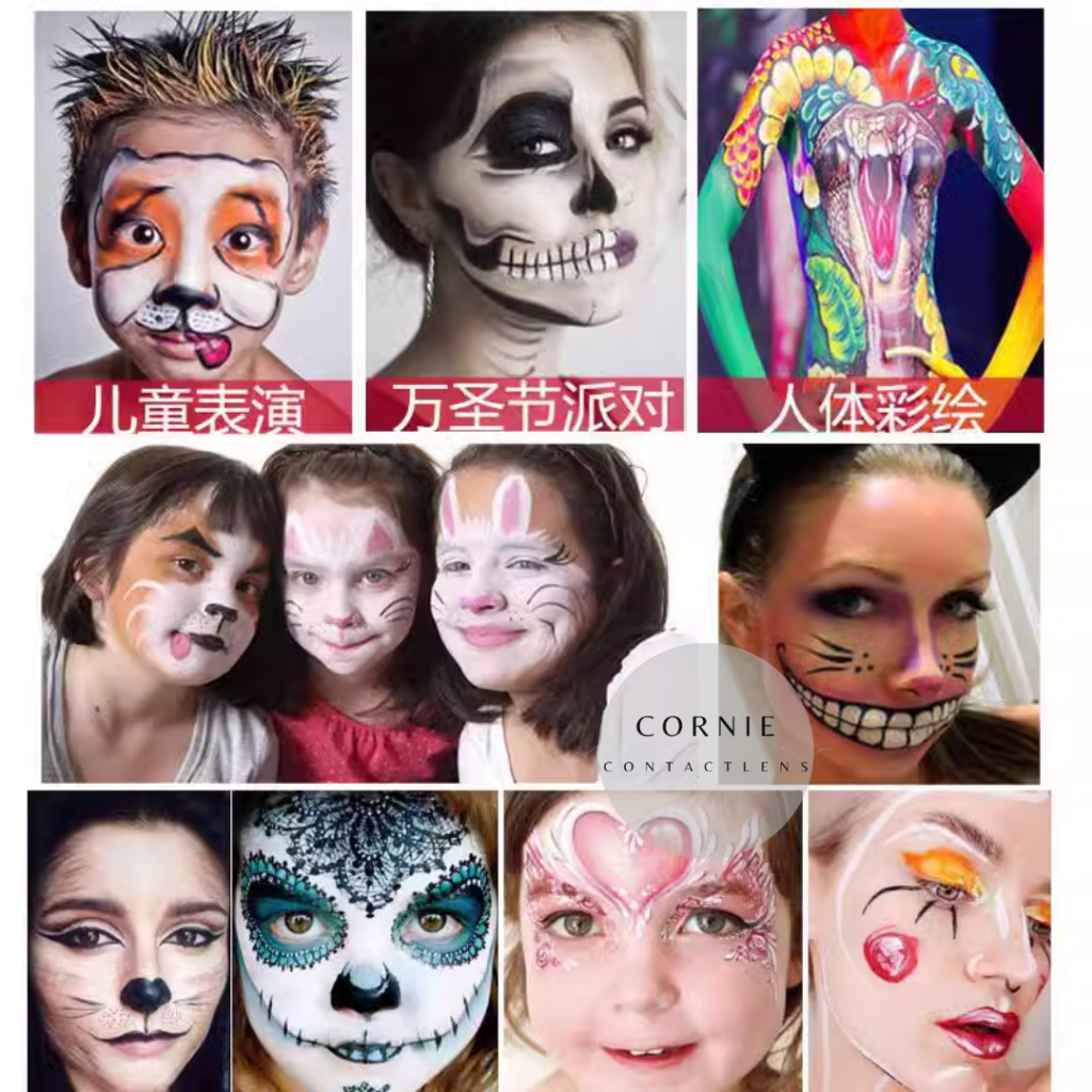 Màu hóa trang da, màu vẽ mặt Halloween bộ 12 màu nén - Cornie