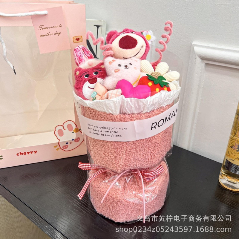 BÓ QUÀ TẶNG HOA GẤU BÔNG DÂU LOTSO