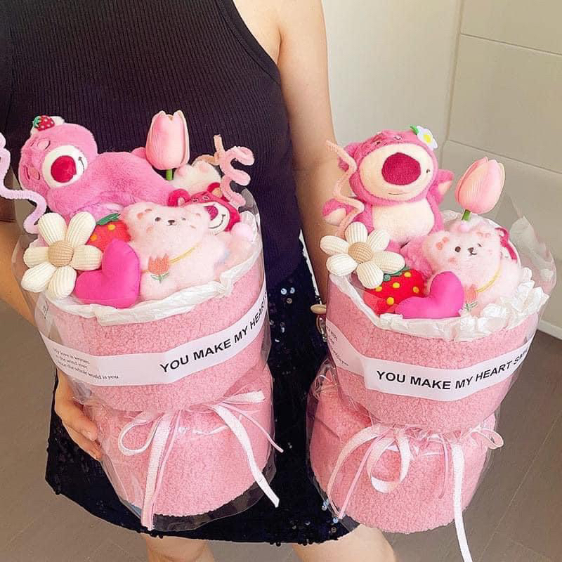 BÓ QUÀ TẶNG HOA GẤU BÔNG DÂU LOTSO