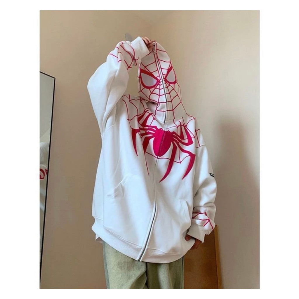 Áo khoác người nhện THÊU Mắt Nhìn Được , Hoodie Người nhện chùm đầu