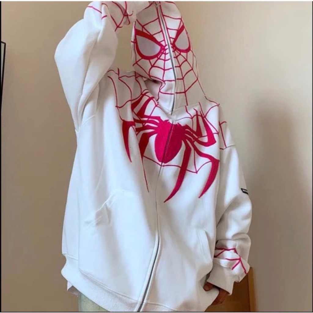 Áo khoác người nhện THÊU Mắt Nhìn Được , Hoodie Người nhện chùm đầu