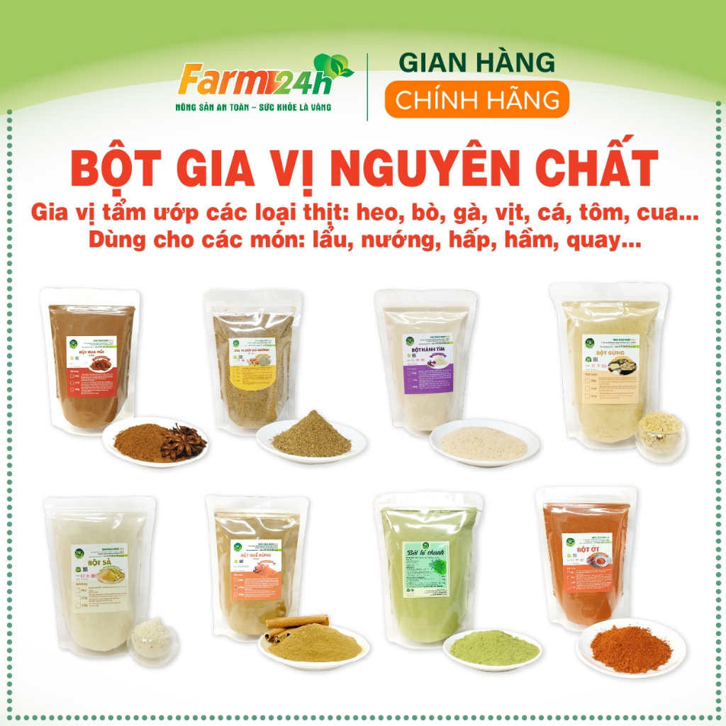 Nấu ăn nguyên chất 100%, Tỏi, Hành, Sả, Nghệ, Điều, Riềng, Ớt, Mắc Mật, Hồi, Thảo Quả, Đinh Hương..