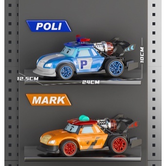 Xe điều khiển cảnh sát POLI chính hãng pin sạc có đèn và hệ thống phun sương nhả khói