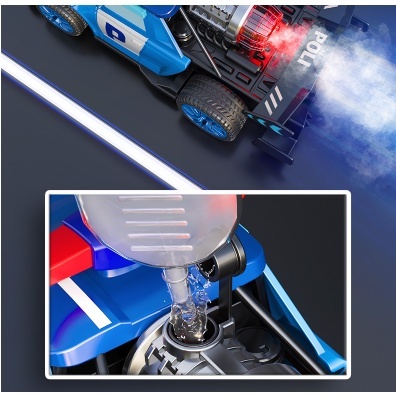 Xe điều khiển cảnh sát POLI chính hãng pin sạc có đèn và hệ thống phun sương nhả khói