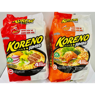 Mì Koreno Jumbo gói 1kg vị bò, gà, kimchi