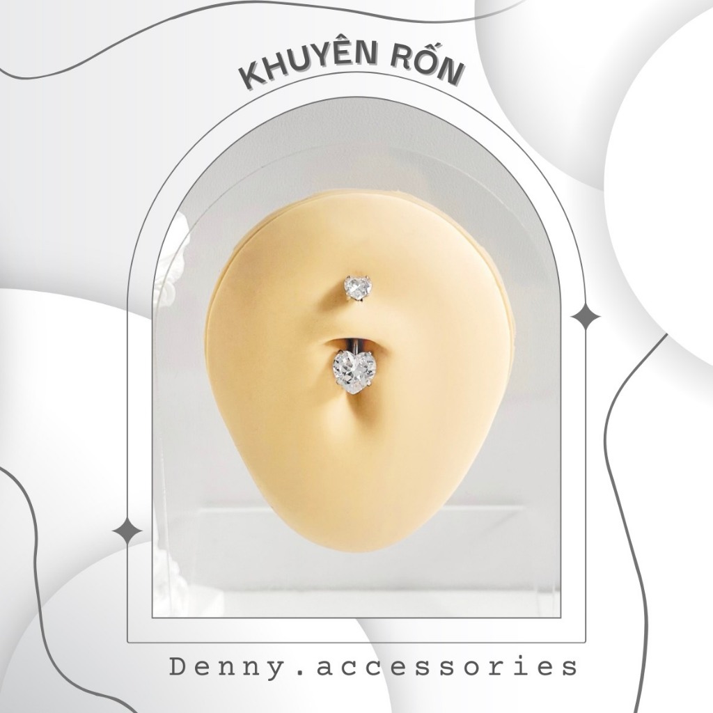 Khuyên rốn đá sáng lấp lánh chất liệu thép y tế không gỉ KR023