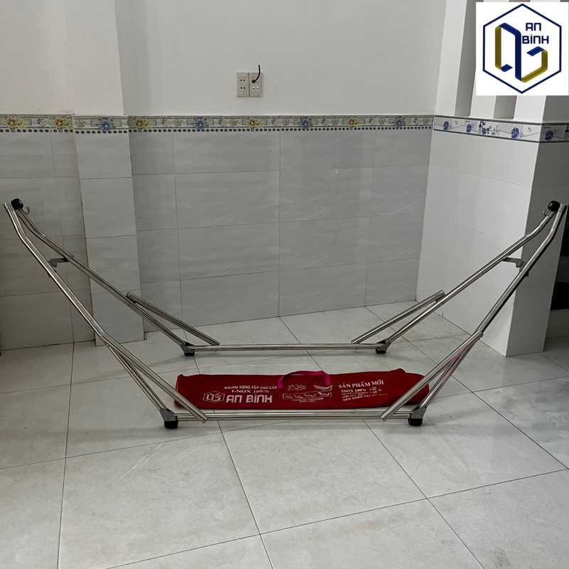 Bộ võng xếp Inox cao cấp An Bình hàng cao cấp tải trọng 250kg INT fi32 - Hàng chính hãng