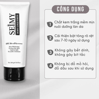 Măng tây baby - Kem Body Dưỡng trắng da chống nắng Seimy - Body Gold White SPF 50+ bật tông dưỡng da