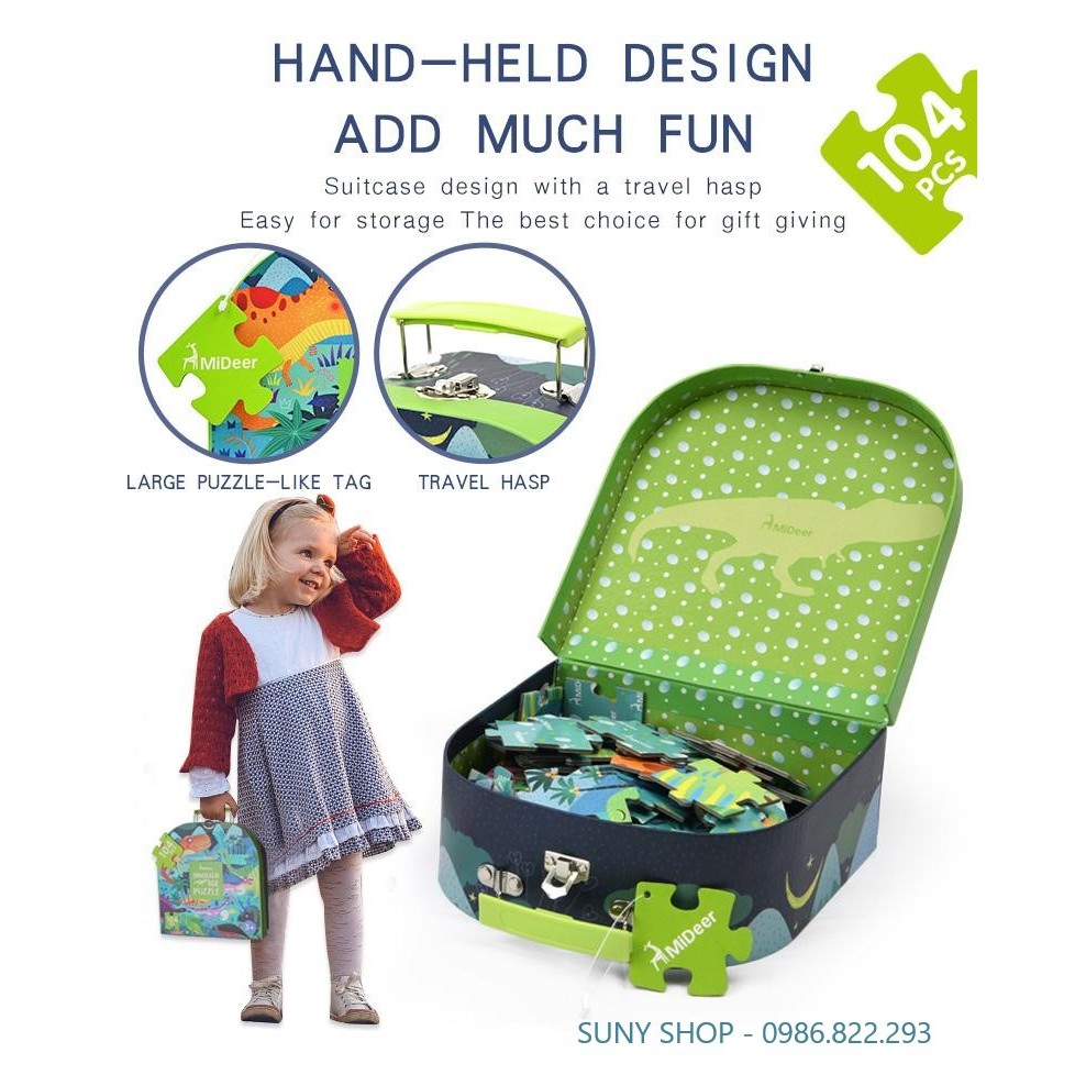 BỘ XẾP HÌNH MIDEER  VALI 104 MIẾNG