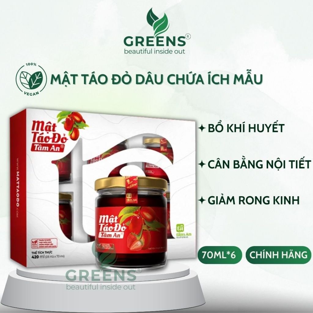 Mật Táo Đỏ Dâu Tâm An Chứa Ích Mẫu - Cân Bằng Nội Tiết Tố, Bồi Bổ Khí Huyết; Ngủ Ngon | Greens Beauty