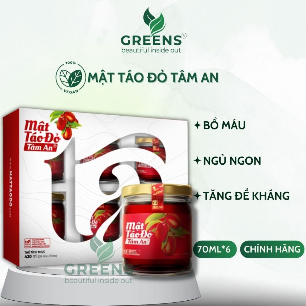 Mật Táo Đỏ Tâm An Dạng Hộp - Điều Khí, Tạo Máu Huyết, Ngủ Ngon, Đẹp Da | Greens Beauty