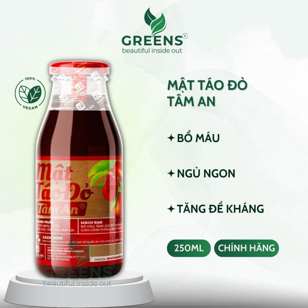 Mật Táo Đỏ Tâm An - Điều Khí, Tạo Máu Huyết, Ngủ Ngon, Đẹp Da | Greens Beauty