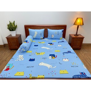 Bộ ga/drap 4 món thun lạnh Hàn Quốc(1 ga+2 áo nằm+1 áo ôm)