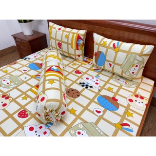 Bộ ga/drap 4 món thun lạnh Hàn Quốc(1 ga+2 áo nằm+1 áo ôm)