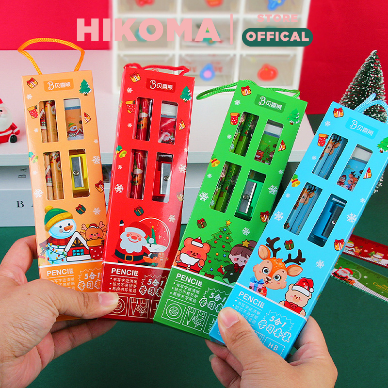 Quà noel cho bé set đồ dùng học tập 4 chi tiết giá rẻ - quà tặng giáng sinh cho bé cao cấp
