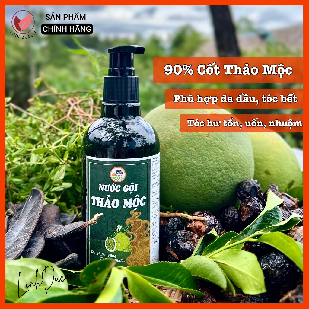 Nước gội Thảo Mộc bưởi bồ kết mọc tóc cho da dầu, tóc bết, cháy, nấm, ngứa | Linhducon-HTX Anh Minh 39