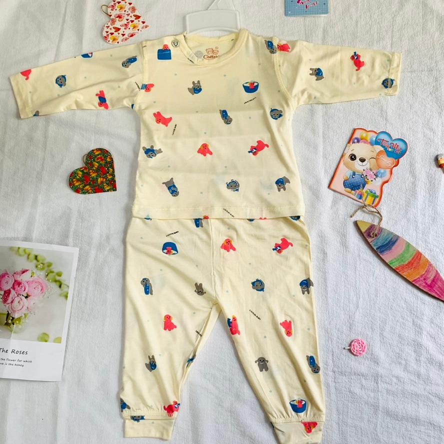 BỘ TAY DÀI THUN LẠNH IN HÌNH CHO BÉ.