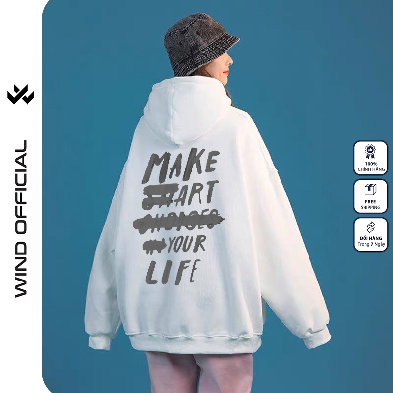 Áo hoodie unisex form rộng WIND Chữ K bản Premium nỉ ngoại nam nữ oversize