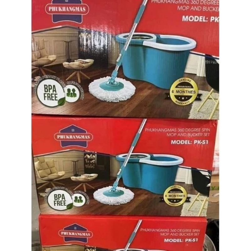 Bộ lau nhà xoay 360 độ có hộp lồng inox bền đẹp