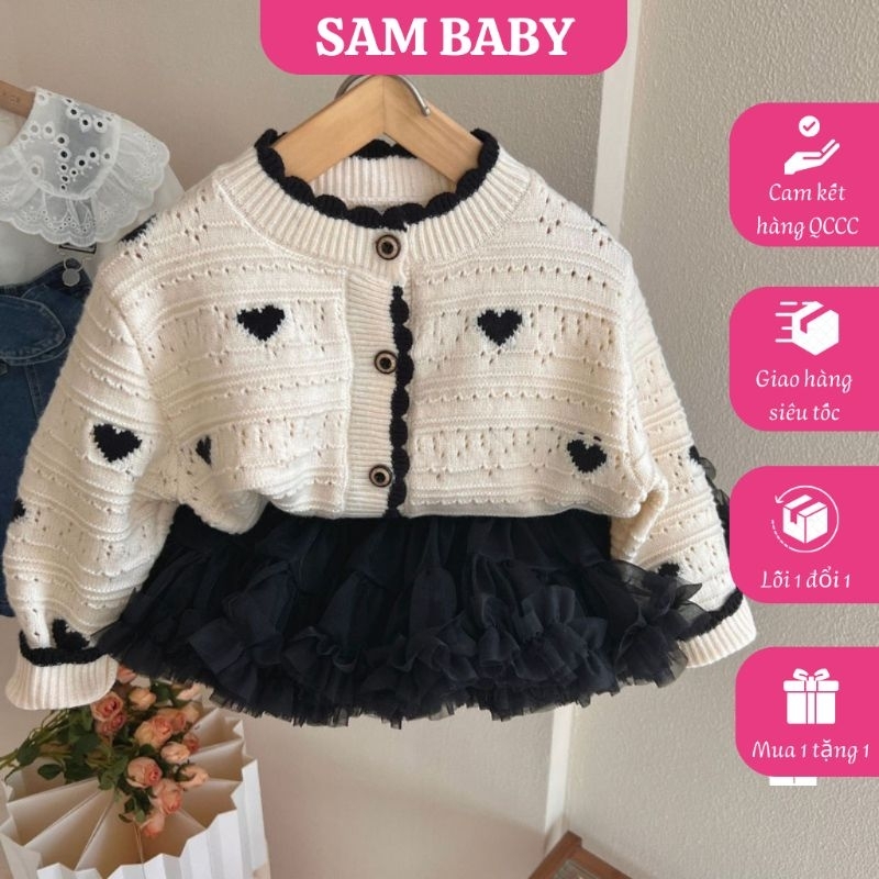 Áo cardigan, áo khoác len bé gái 8-23kg Sam Baby