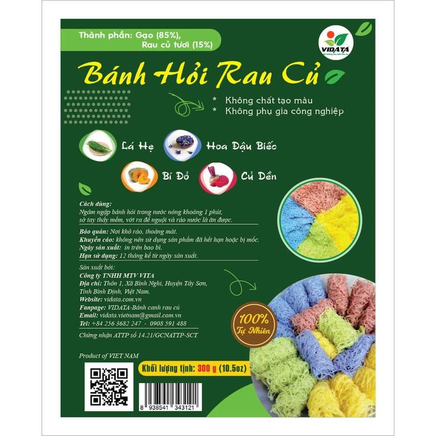 Bánh hỏi ăn liền rau củ ngũ sắc đặc sản Bình Định Vidata 300gr/gói