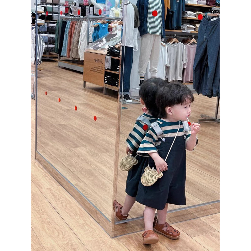 Áo cotton kẻ ngang form rộng Hàn Quốc dành cho bé gái bé trai size 80-130