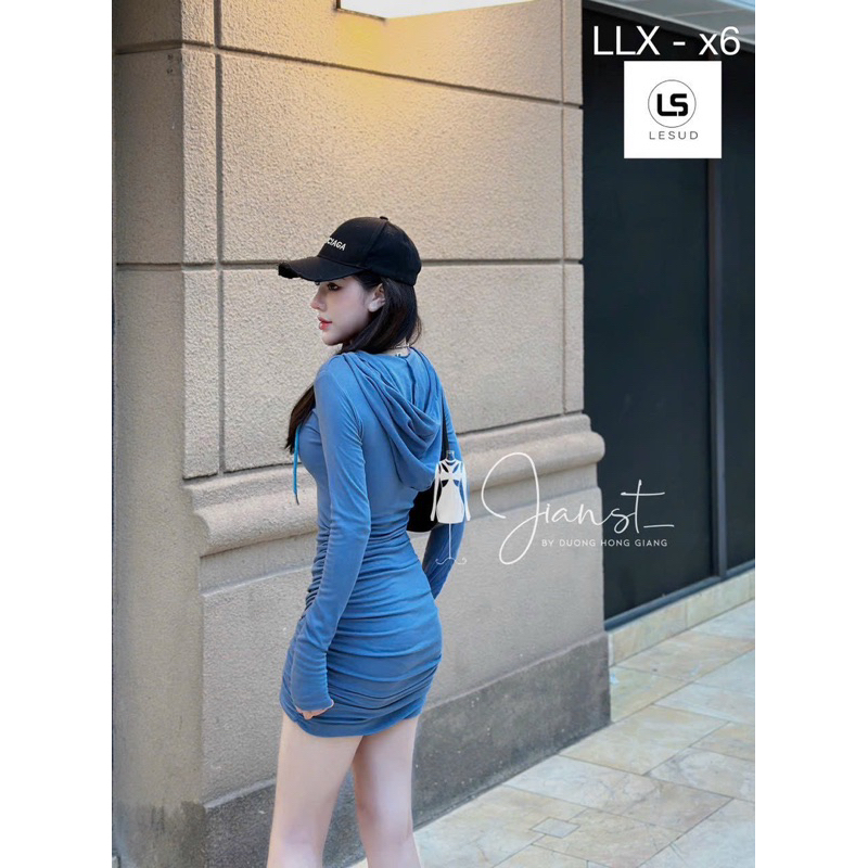 Váy Body Mũ Chất Zip Co Giãn 4 Chiều